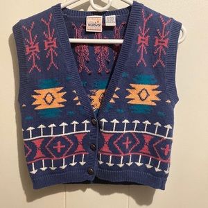 Vintage Western Tribal Colorful‎  sweater Vest size medium slightly cropped